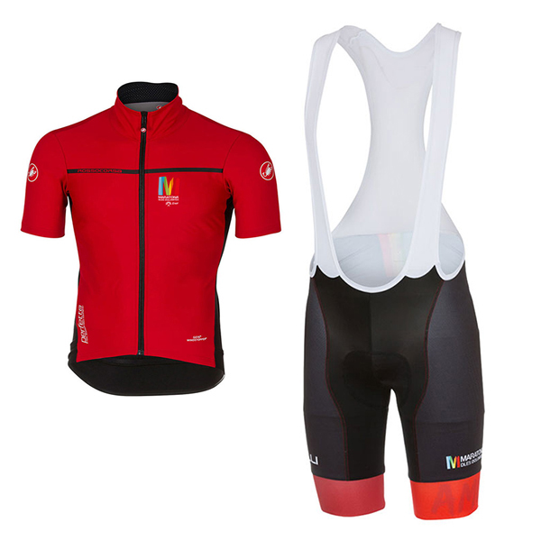 Castelli Maratone Fietsshirt Met Korte Mouwen 2017 en Korte Koersbroek rood en zwart
