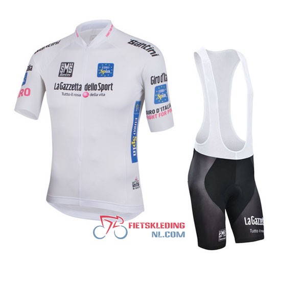 Giro d'Italia Fietsshirt Met Korte Mouwen 2016 en Korte Koersbroek Wit en Blauw