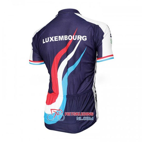 Luxemburg Fietsshirt Met Korte Mouwen 2016 en Korte Koersbroek Blauw en Wit 