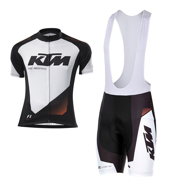KTM Fietsshirt Met Korte Mouwen 2016 en Korte Koersbroek wit en zwart