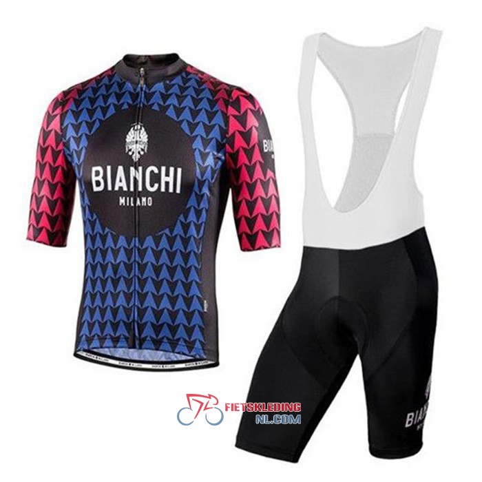 Bianchi Fietsshirt Met Korte Mouwen 2020 en Korte Koersbroek Zwart Blauw Rood