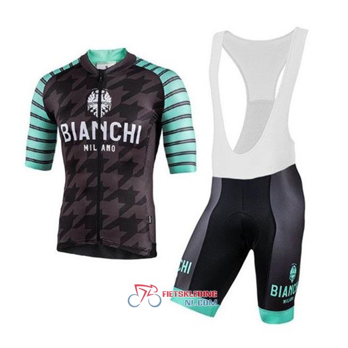 Bianchi Fietsshirt Met Korte Mouwen 2020 en Korte Koersbroek Zwart Groen Wit