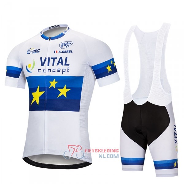 Vital Concept Fietsshirt Met Korte Mouwen 2018 en Korte Koersbroek Blauw Wit