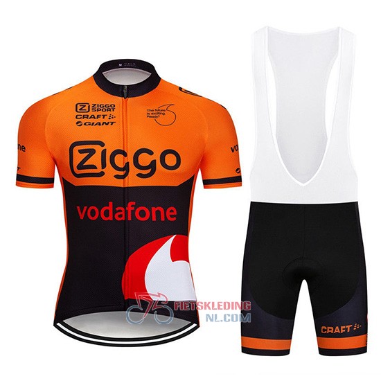 Ziggo Fietsshirt Met Korte Mouwen 2019 en Korte Koersbroek Oranje Zwart