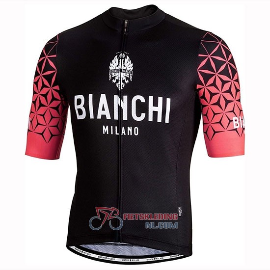 Bianchi Milano Conca Fietsshirt Met Korte Mouwen 2019 en Korte Koersbroek Zwart Rood