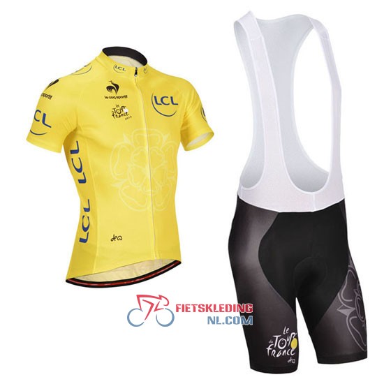 Tour De France Fietsshirt Met Korte Mouwen 2014 en Korte Koersbroek Geel