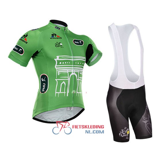 Tour De France Fietsshirt Met Korte Mouwen 2015 en Korte Koersbroek Groen