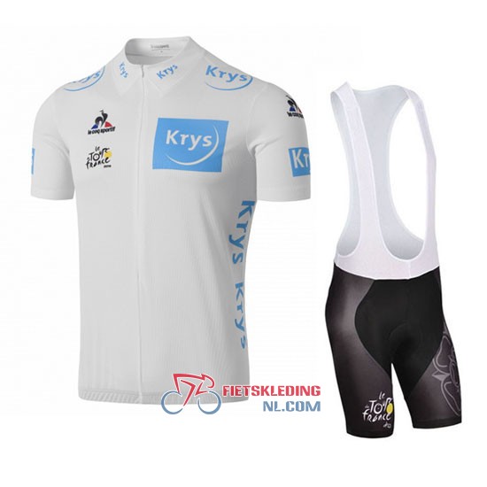 Tour De France Fietsshirt Met Korte Mouwen 2016 en Korte Koersbroek Blauw en Wit