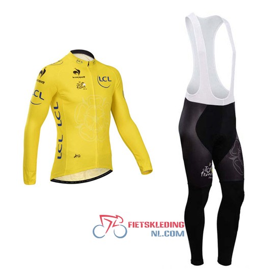 Tour De France Fietsshirt Met Lange Mouwen 2014 en Lange Koersbroek Geel