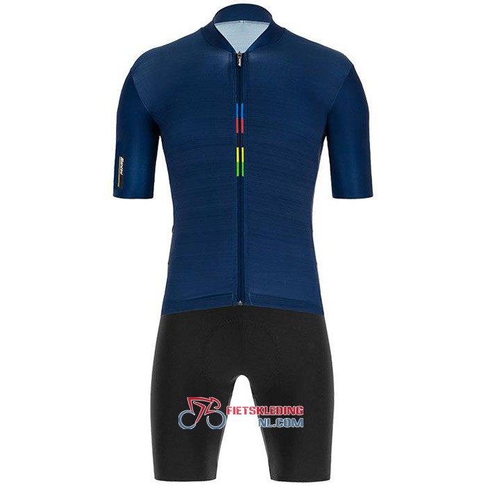 UCI Fietsshirt Met Korte Mouwen 2020 en Korte Koersbroek Diep Blauw