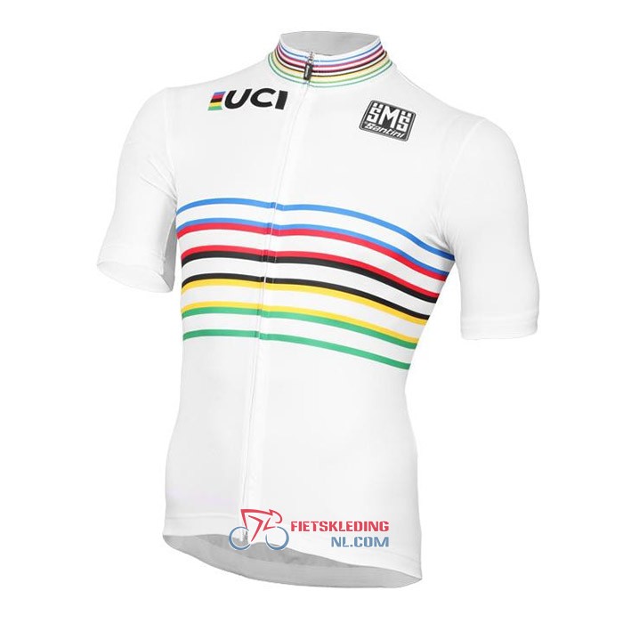 UCI Fietsshirt Met Korte Mouwen 2020 en Korte Koersbroek Wit Veelkleurig
