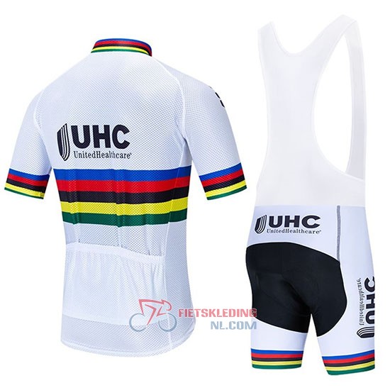UCI Mondo Campione UHC Fietsshirt Met Korte Mouwen 2020 en Korte Koersbroek Wit