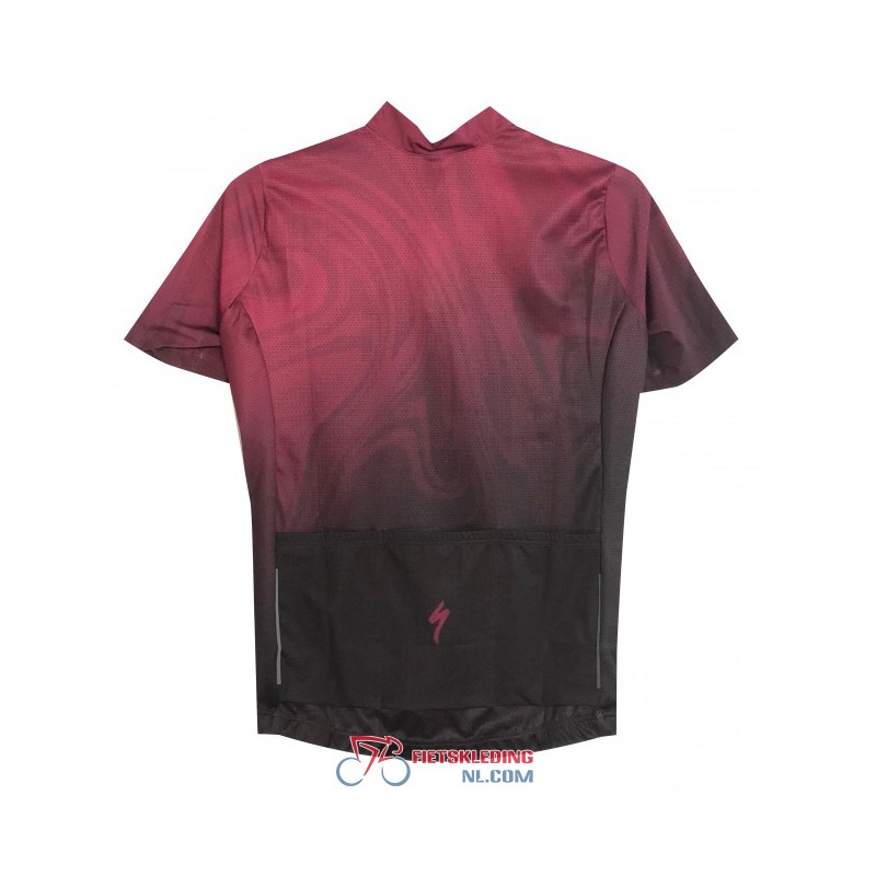 Vrouw Specialized Fietsshirt Met Korte Mouwen en Korte Koersbroek 2021 Rood Zwart